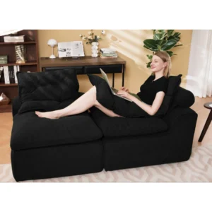 Modular Soft Corduroy DIY Sofa with Neck and Lumbar Pillows for Reading Nook