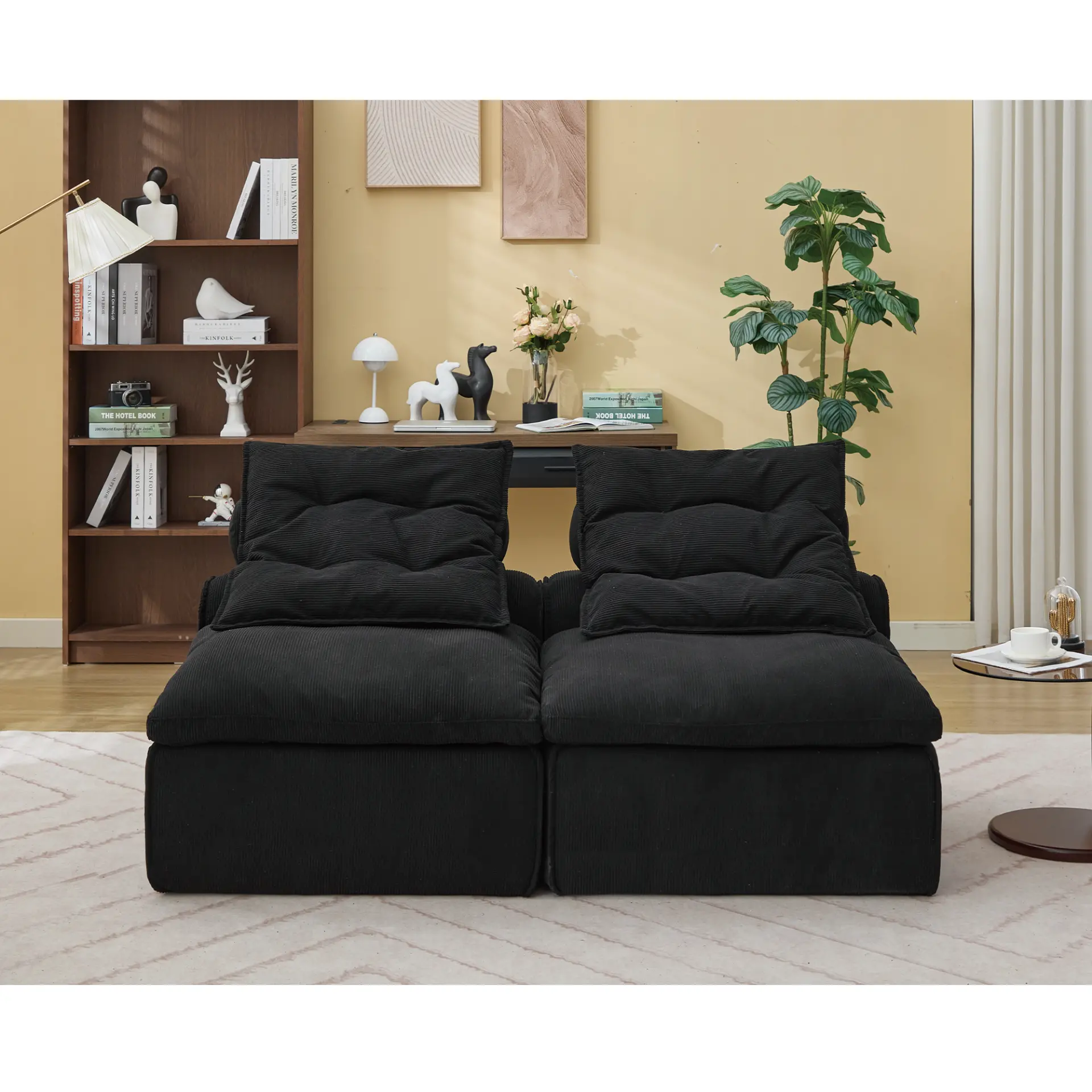 Modular Soft Corduroy DIY Sofa with Neck and Lumbar Pillows for Reading Nook - Image 8