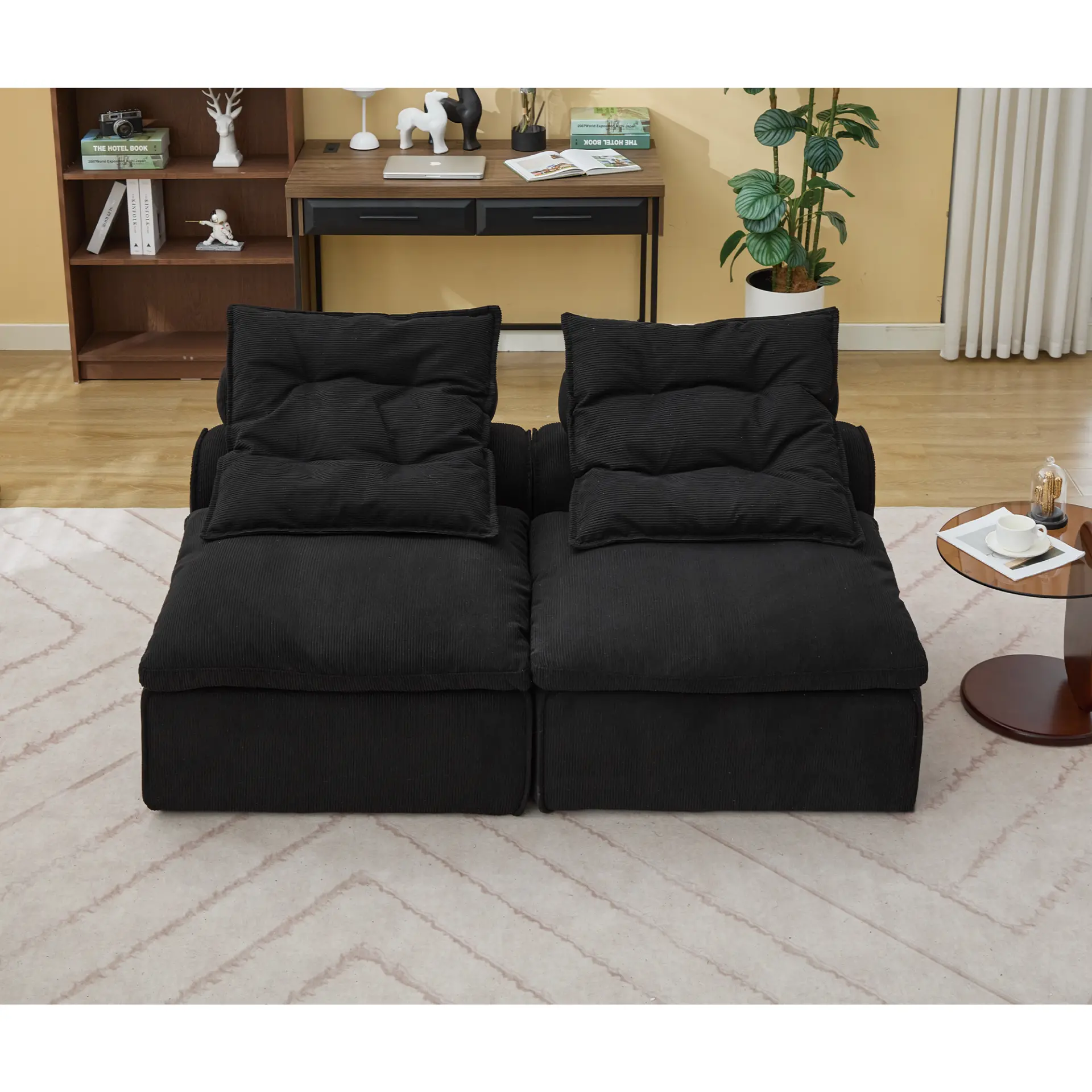 Modular Soft Corduroy DIY Sofa with Neck and Lumbar Pillows for Reading Nook - Image 10