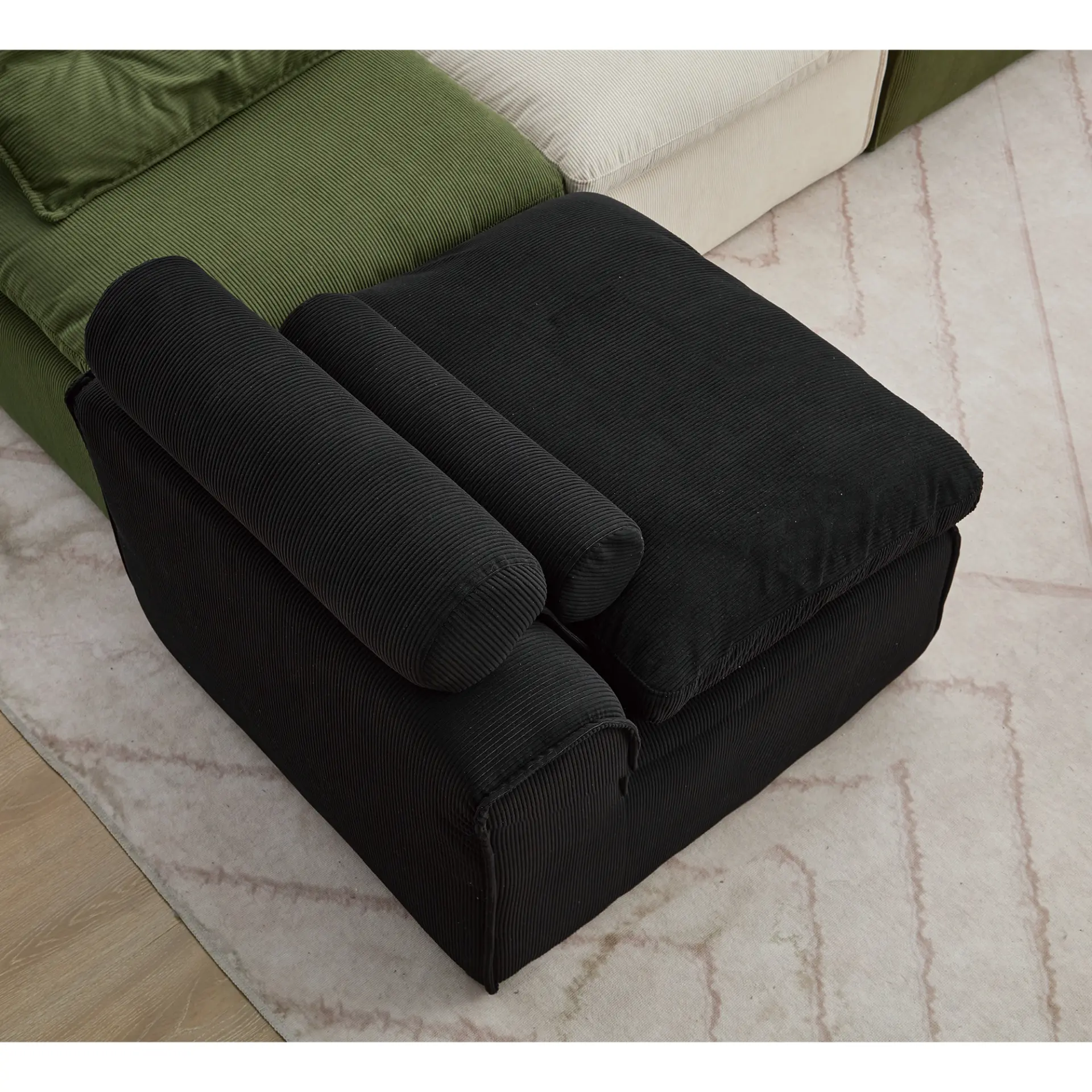Modular Soft Corduroy DIY Sofa with Neck and Lumbar Pillows for Reading Nook - Image 13
