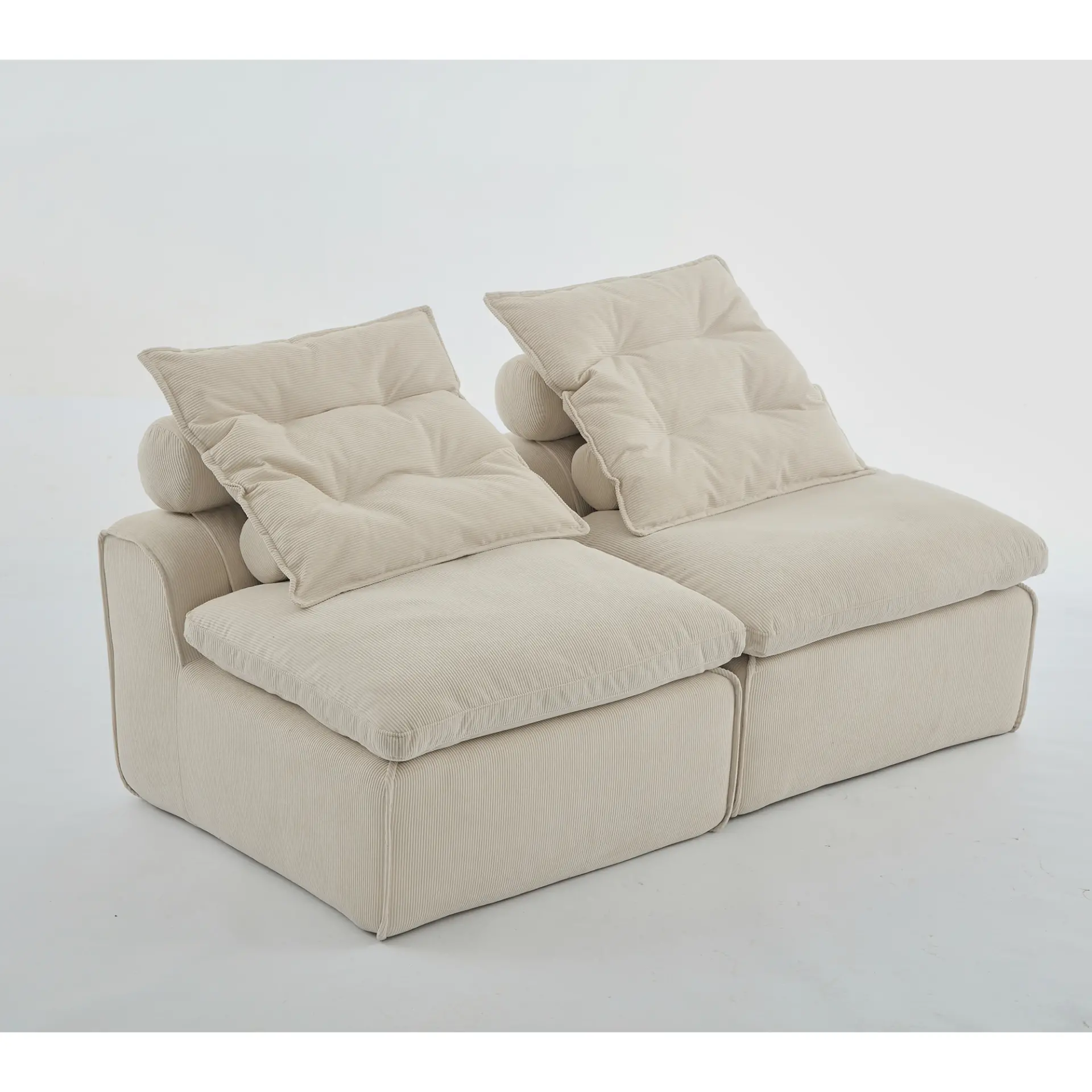 Modular Soft Corduroy DIY Sofa with Neck and Lumbar Pillows for Reading Nook - Image 30