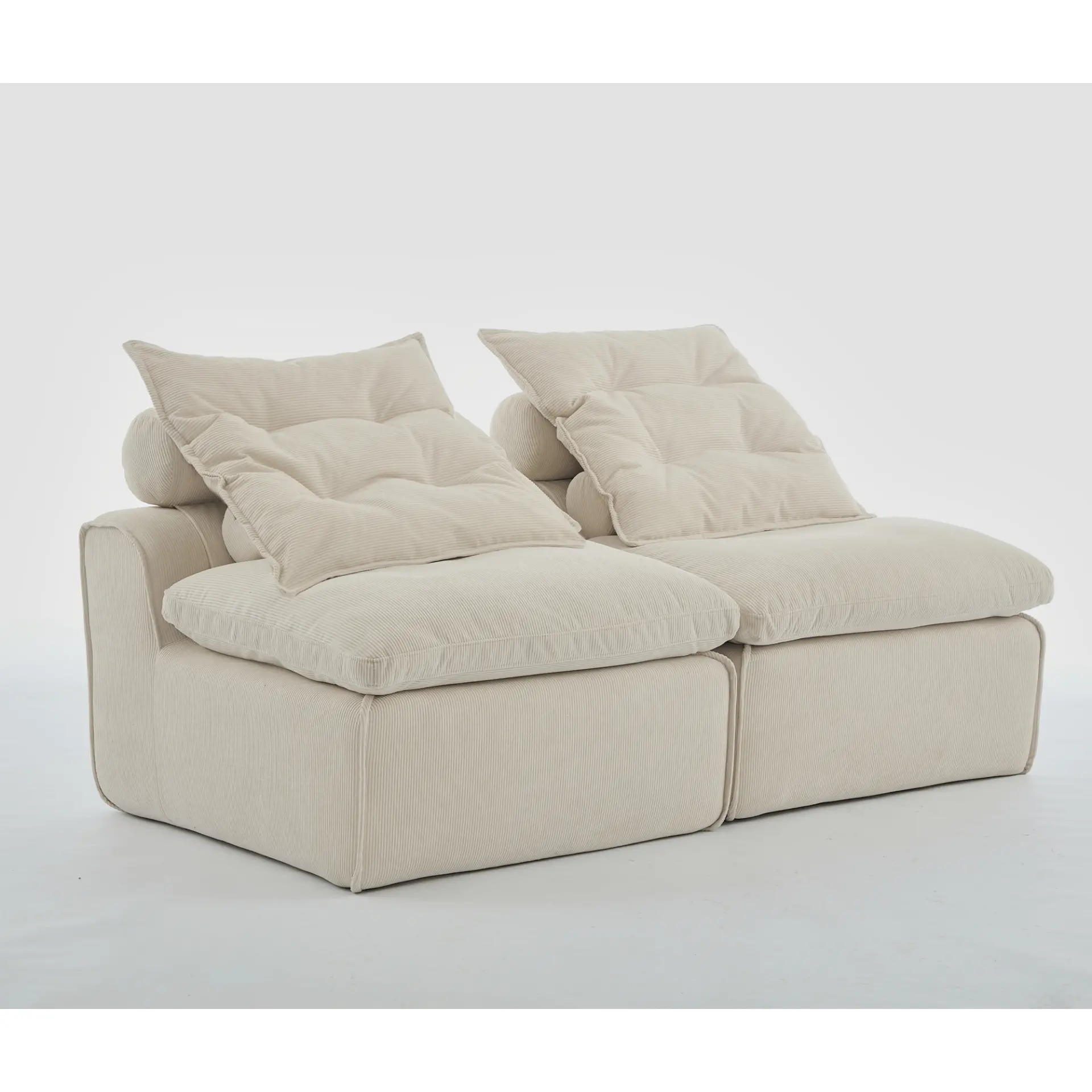 Modular Soft Corduroy DIY Sofa with Neck and Lumbar Pillows for Reading Nook - Image 31