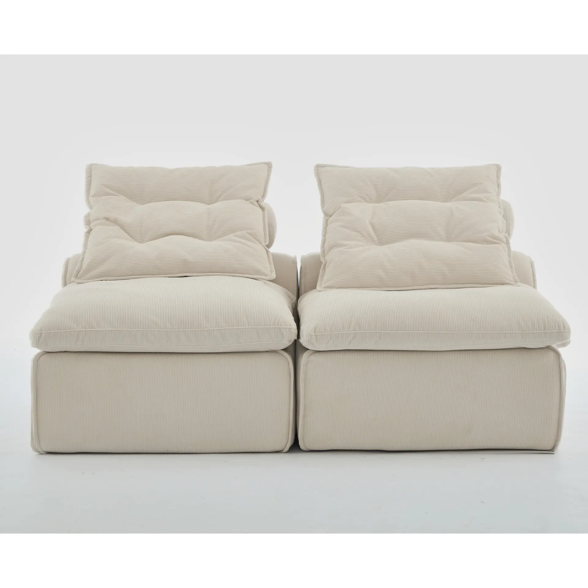 Modular Soft Corduroy DIY Sofa with Neck and Lumbar Pillows for Reading Nook - Image 32