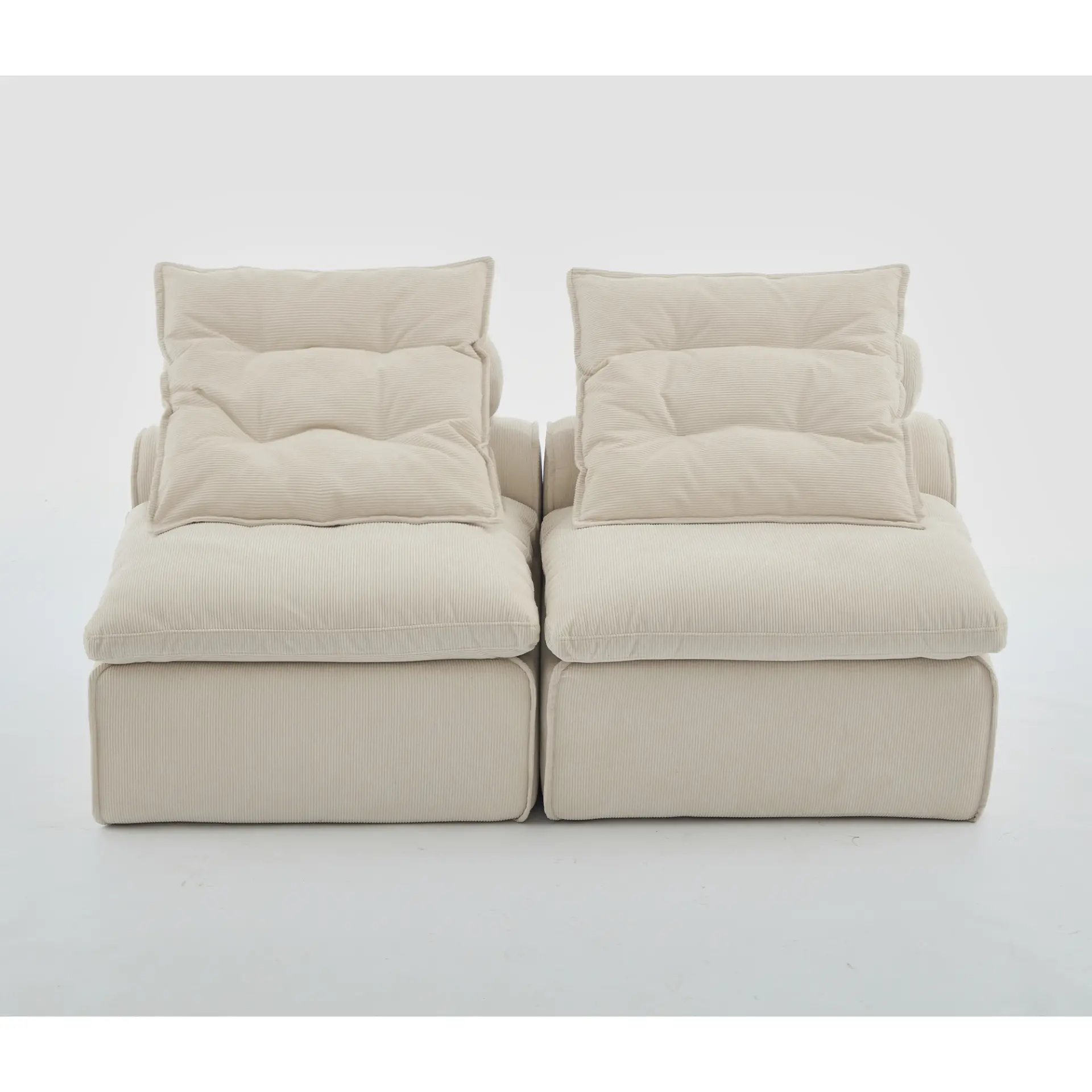 Modular Soft Corduroy DIY Sofa with Neck and Lumbar Pillows for Reading Nook - Image 33
