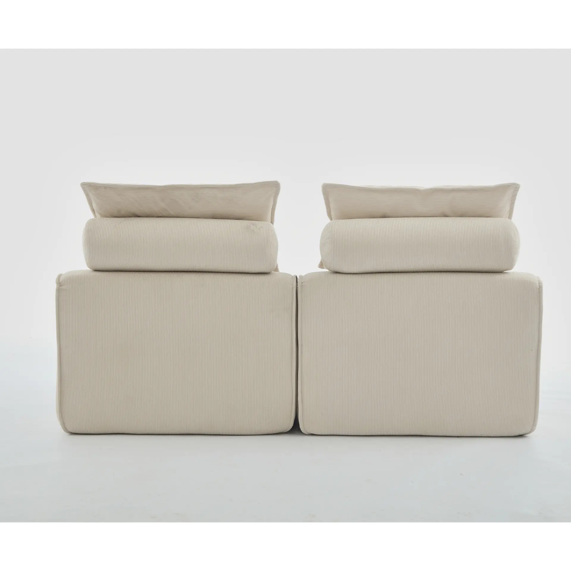 Modular Soft Corduroy DIY Sofa with Neck and Lumbar Pillows for Reading Nook - Image 35