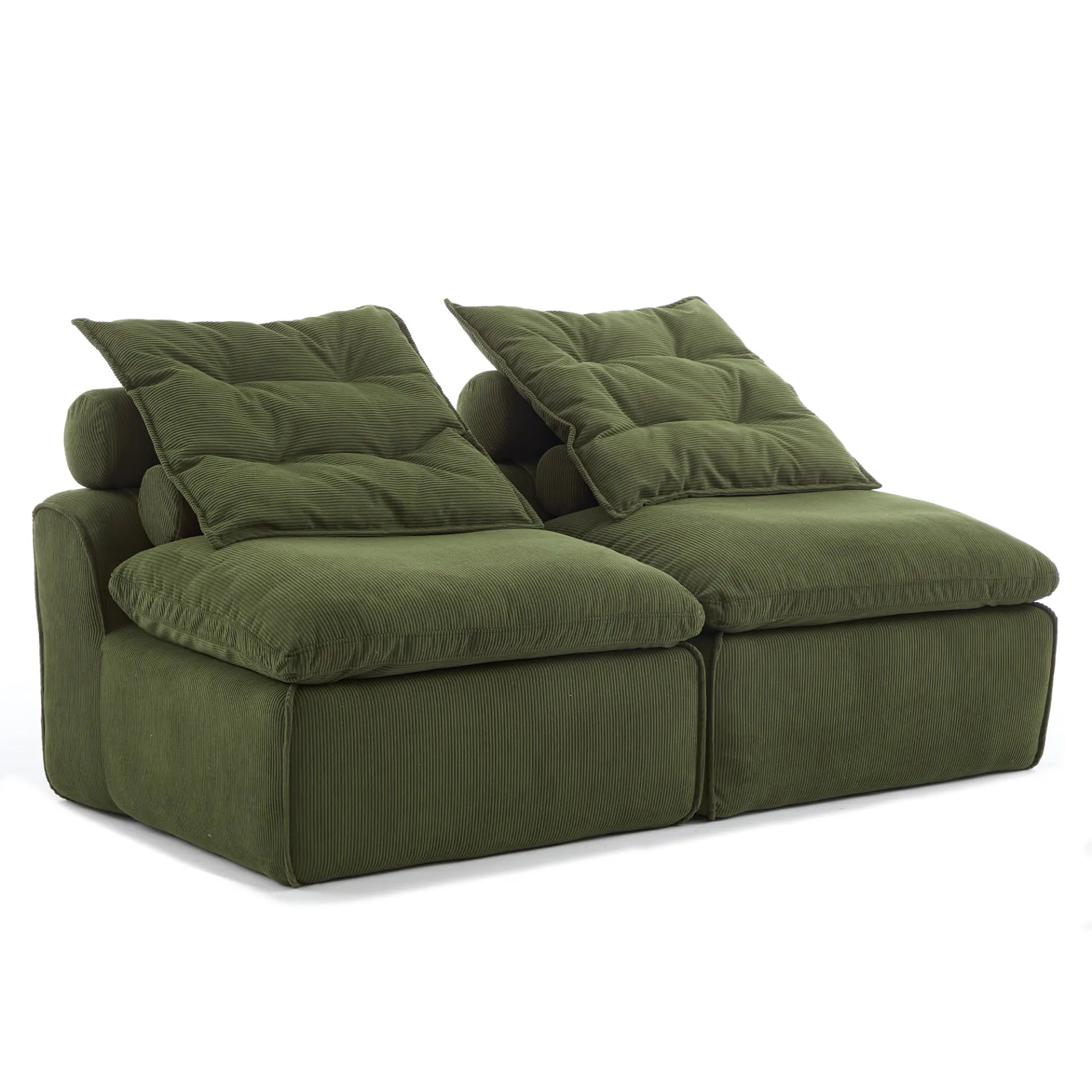 Modular Soft Corduroy DIY Sofa with Neck and Lumbar Pillows for Reading Nook - Image 49