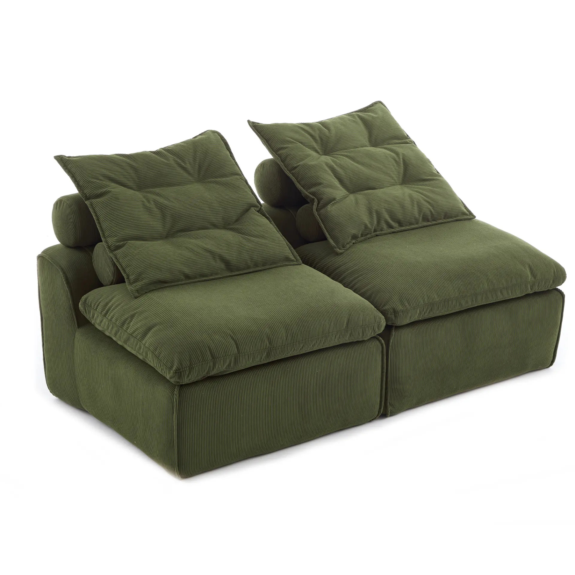 Modular Soft Corduroy DIY Sofa with Neck and Lumbar Pillows for Reading Nook - Image 52