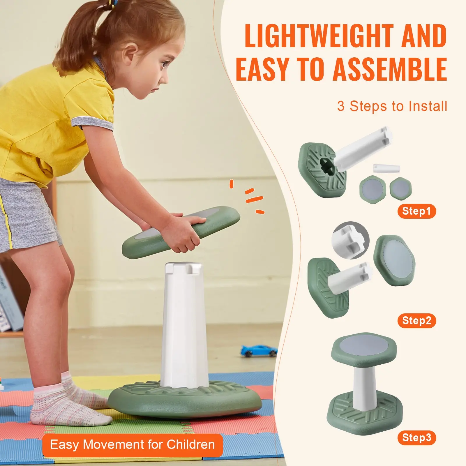 VEVOR Kids Wobble Chair Active Sensory Stool – Ergonomic Movement Chair for Focus, Posture & Calm (Ages 3–7, Green) - Image 5